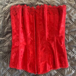 Frederick’s of Hollywood Red Lace Up Corset